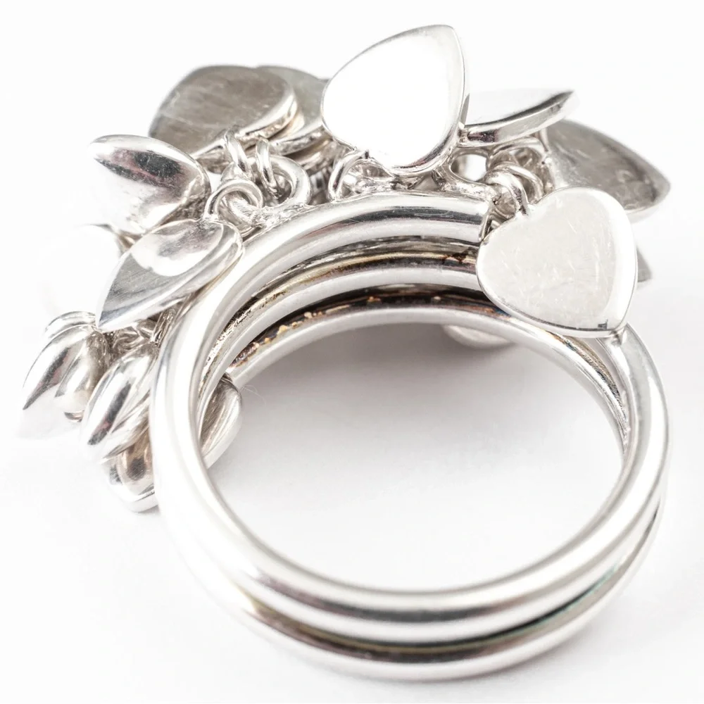 Vintage statement ring heart cluster sterling silver 8 - Picture 16 of 16
